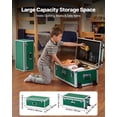 thumbnail image 2 of VEVOR Metal Storage Trunk, Set of 2, Wooden Suitcase Storage Boxes with Padlocks, Large Trunk Includes Casters and 3 Metal Handles, Decorative Store Chest with Lids for Travel, Apartment, Dorm, Green, 2 of 9