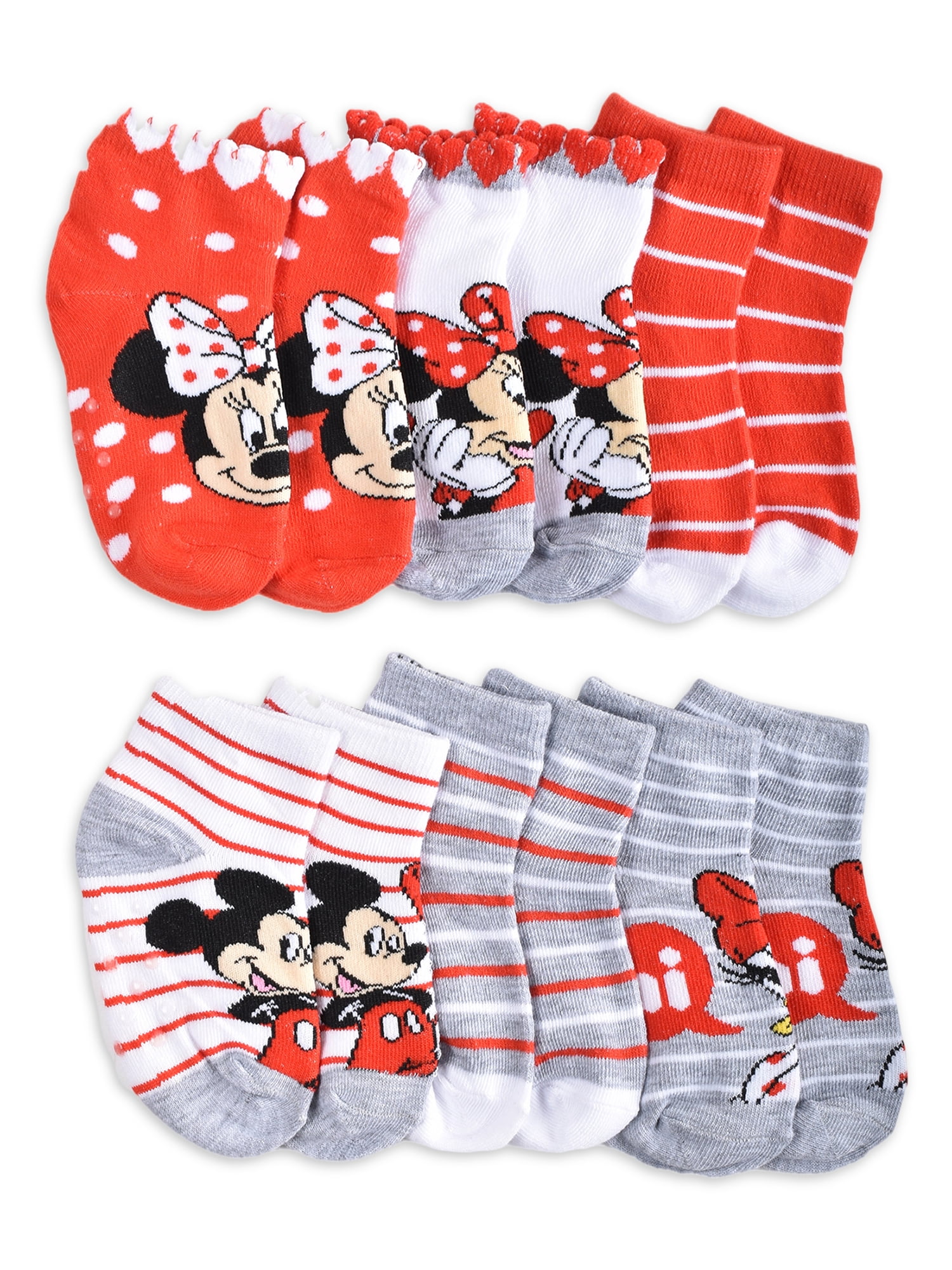 Disneys Minnie Mouse Character 6 Pairs No Show Socks 