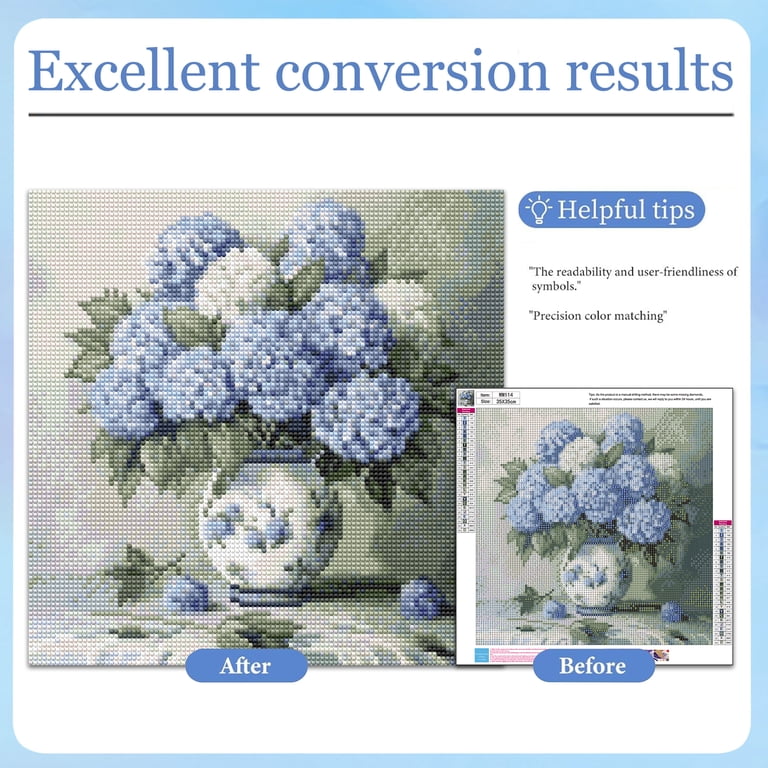 Blue Hydrangea 5D Diamond Painting Art Kit photo 2