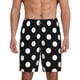 thumbnail image 1 of Balery Black and White Polka Dot Pantalones cortos de pijama de punto de algodón para hombre con cinturilla y bolsillos-Small, 1 of 6
