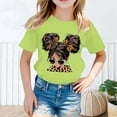 thumbnail image 2 of Curuila Kid Girls Tops Cartoon Print Crew Neck Short Sleeve Tee Summer Casual Loose T Shirt Light Green Size 4-6 Years, 2 of 5