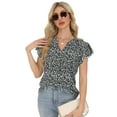 thumbnail image 4 of Sexy Dance Womens Tops Dressy Floral Short Sleeve T-Shirts Trendy Ruffle Loose V-Neck Tunic Tops Beach Boho Casual Tee, 4 of 7