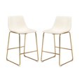 thumbnail image 1 of Heavenly Collection PU Stool, Counter PU Stool, Modern Stool with Gold Legs, Kitchen Stool, Restaurant Stool, Island Stool, with Footrest - Set 2, 1 of 7