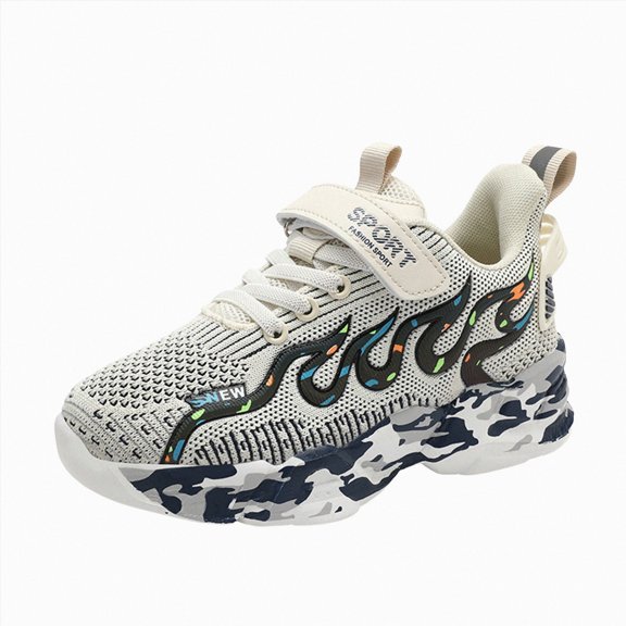 Linfrsh Kids Shoes Lightweight Mesh Slip On Running Walking Athletic Boys Girls Sneakers (Beige,2)