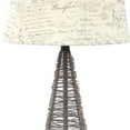 thumbnail image 3 of Metal Pyramid Base Table Lamp with Wire Design and Scripted Shade, Gray - Saltoro Sherpi, 3 of 5