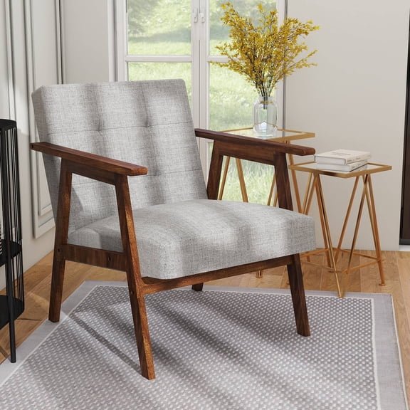 Mid Century Accent Chair Mid Century Accent Chair Wood Frame Lounge Arm Chair With Soft Cushion For Living Room Bedroom Balcony