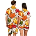 thumbnail image 6 of JULMCOMO Couples Matching Pajamas Full Maple Leaf Print Soft Lounge Two Piece Sets Autumn Print Elastic Waist Comfy Fall Festival Shorts Orange-Men 3XL, 6 of 6