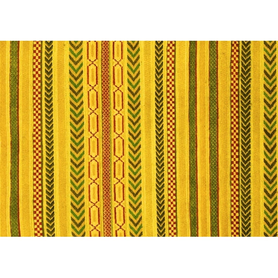 Ahgly Company Indoor Rectangle Abstract Yellow Modern Area Rugs, 2' x 5'