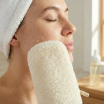 Ultra-soft make up remover glove for face and eyes. Reusable, washable microfiber mitten for gentle daily skincare and easy cleansing.