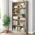 thumbnail image 5 of Industrial 72-inch Tall Bookcase 6-Tier Gray Library Bookshelf White, 5 of 5