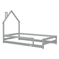 thumbnail image 4 of Euroco Twin Size House Bed, Low Profile Floor Bed with Chimney, Gray, 4 of 16