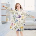 thumbnail image 5 of FORMRS Wearable Blanket Hoodie with Sleeves for Kids Cozy Flannel Sweatshirt, Blue Floral Rabbit, 5 of 7