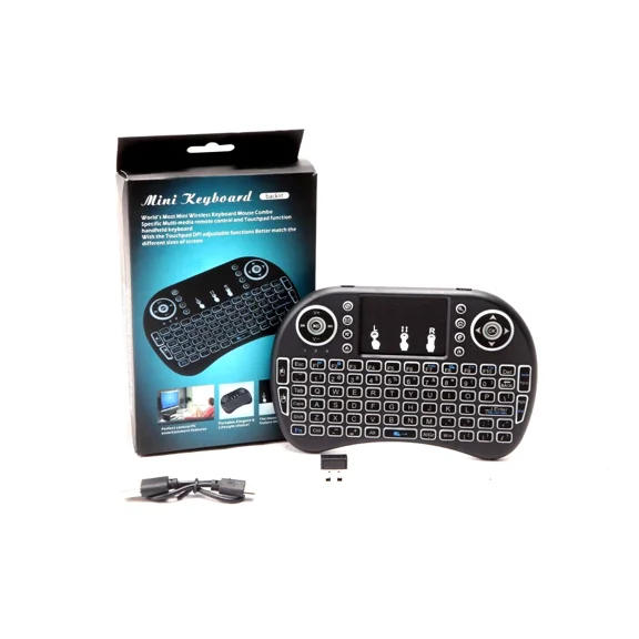 I8 2.4Ghz Mini Wireless Keyboard With Touchpad Qwerty Led Backlit Mouse Usb