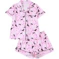 thumbnail image 2 of Halloween Pajamas Women 2026, Cute Satin Ghost Pumpkin Print Short Sleeve Button Top and Shorts Matching Sleepwear Pajamas, 2 of 5