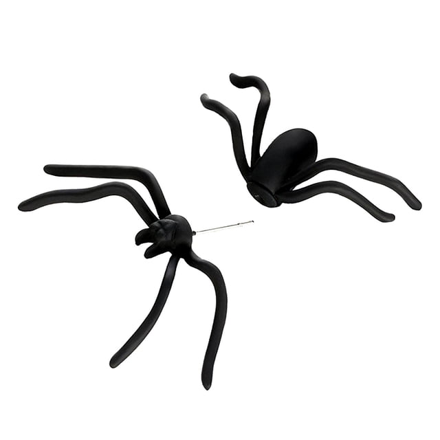 Injueey Pendientes de araña de Halloween en la parte delantera y trasera 3D para mujer Punk Black Spider Studs Kits de decoración para fiestas PC 1 Injueey HA000325-00