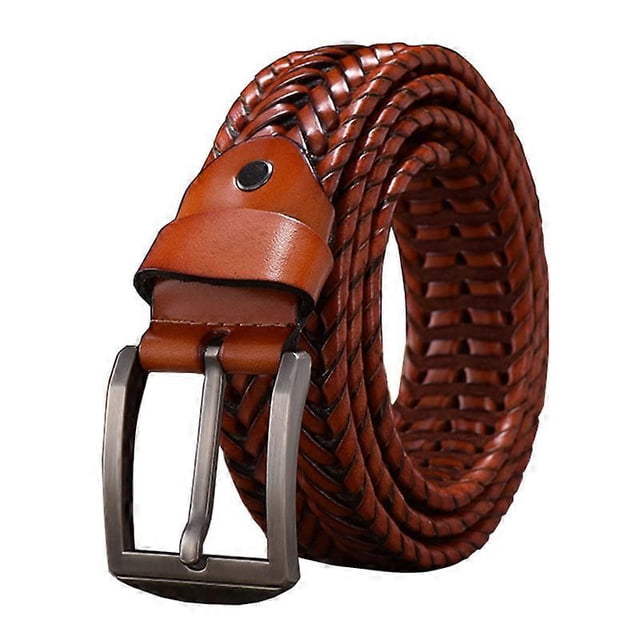 Braided leather belts for men, men\'s belts for jeans 1 3/8", casual and dress men\'s belts brown woven belt
