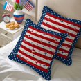 thumbnail image 4 of 2 Pack Outdoor Waterproof Throw Pillow Covers,Rustic Patriotic Stars on Red White Stripe Decorative Patio Pillowcases for Chair Couch Sofa 16x16in, 4 of 9