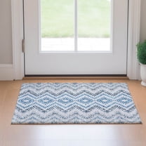 Addison Rugs Mayfield Washable Transitional Geometric Blue Rectangle Rug, 1'8" x 2'6"