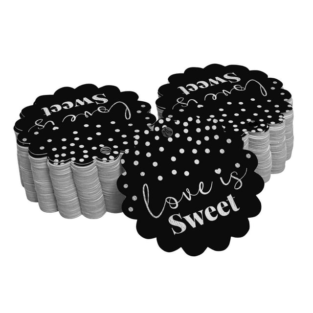 Inkdotpot Real Silver Foil Love Is Sweet Wedding Tags Favor Hang Paper Tags 50 Piece