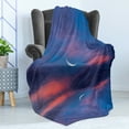 thumbnail image 4 of Nautical Soft Flannel Fleece Throw Blanket, Surreal Sky with Water Surface and Crescent Moon Fantasy Colors Scenery Image, Cozy Plush for Indoor and Outdoor Use, 50" x 60", Purple Pink, by Ambesonne, 4 of 5