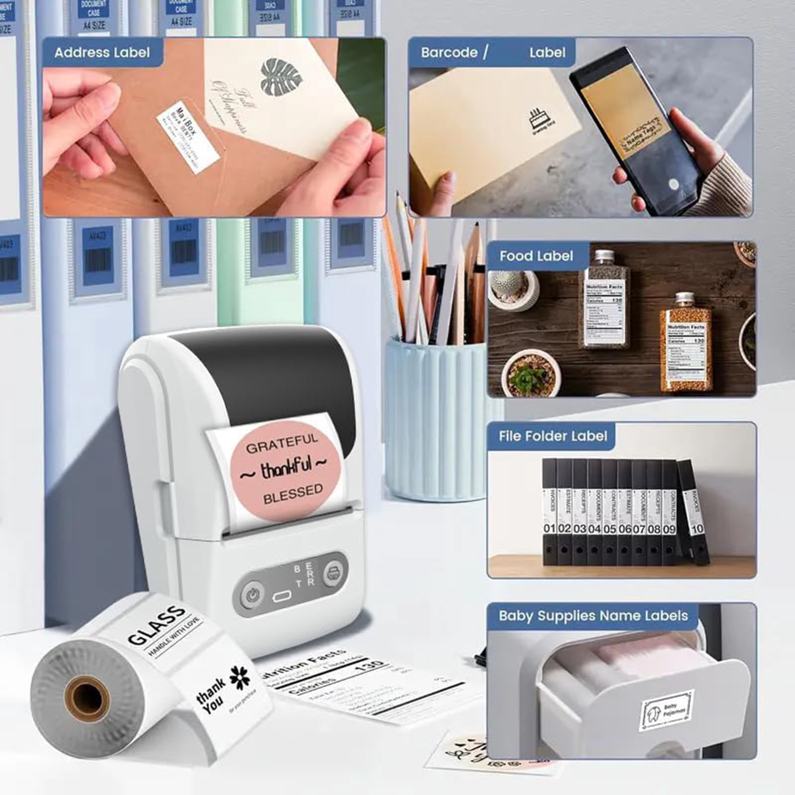 Wireless Portable Label Maker Machine With Fast Thermals Printing For Office Inventory Kitchen Storage And Baby Items