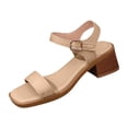 thumbnail image 2 of DIVVce Square Toe Block Heel Sandals For Women Open Toe Adjustable Ankle Strap Casual Footwear, 2 of 8