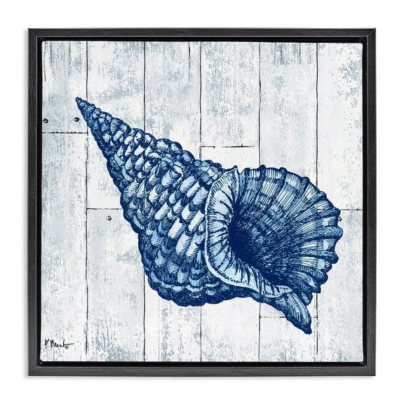 Stupell Industries Rustic Lodge Coastal Timberland Conch Black Floating Frame Canvas Art, 18 x 18, by Paul Brent