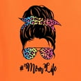thumbnail image 2 of Mom Life Messy Hair Bun | Tie Dye Leopard Print Bandana | Funny Mother's Day Mother's Day Unisex Hoodie Sweatshirt, Orange, L, 2 of 5