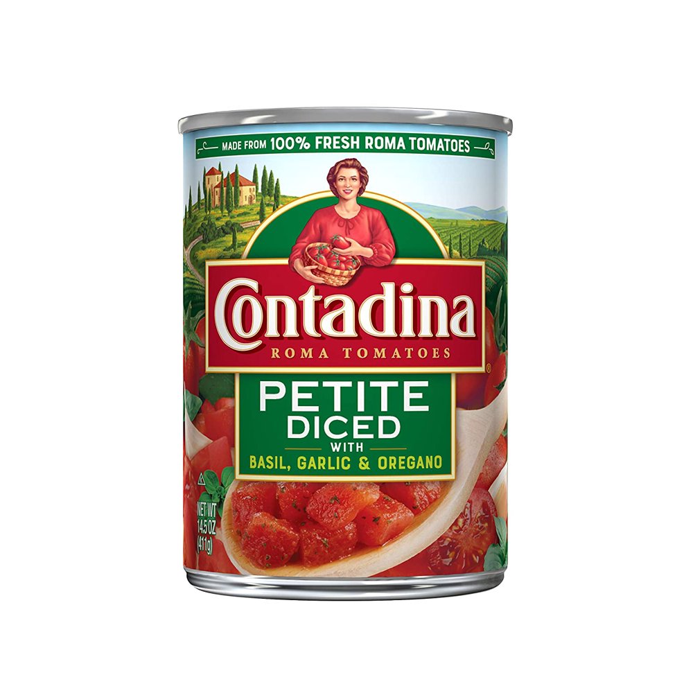 Contadina Canned Petite Diced Roma Tomatoes with Basil, Garlic
