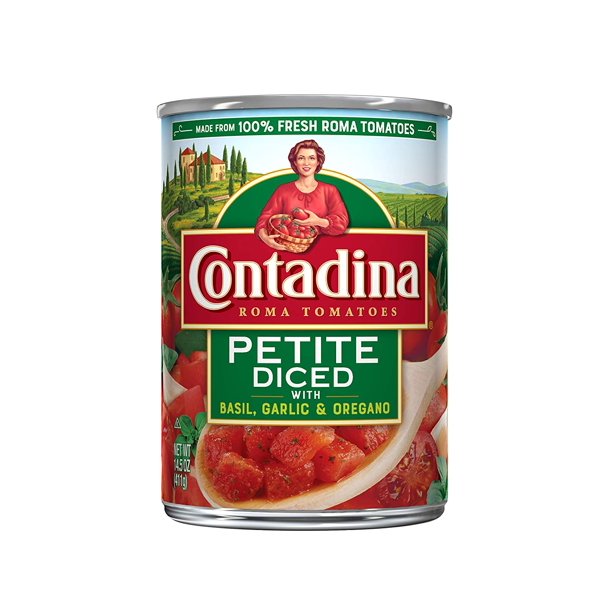 Contadina Canned Petite Diced Roma Tomatoes with Basil, Garlic