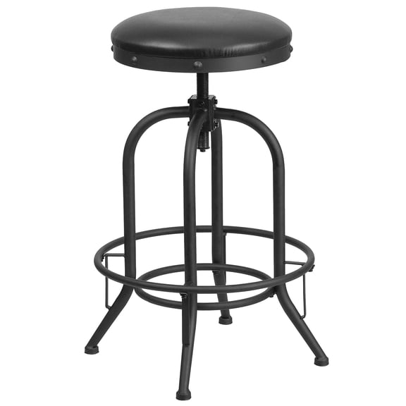 Pemberly Row 30" Barstool With Swivel Lift Leather Seat In Black