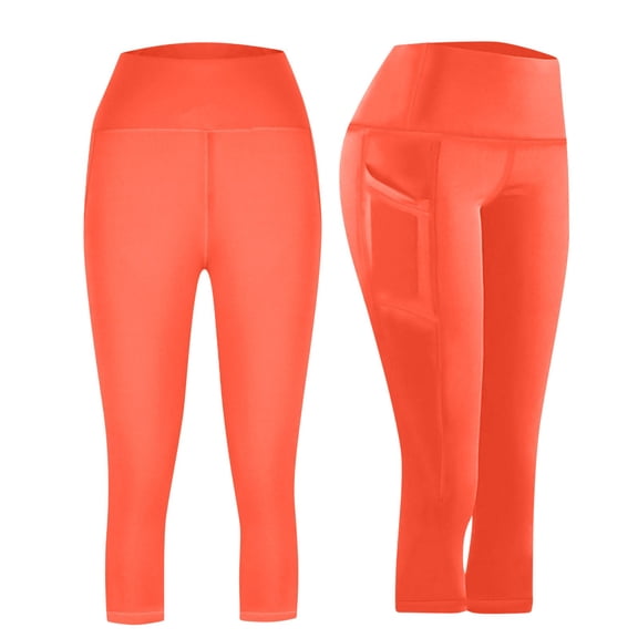 Capri Leggings with Pockets for Women Tummy Control Knee Length Leggings High Waist Yoga Pants Women Workout Capri Pants