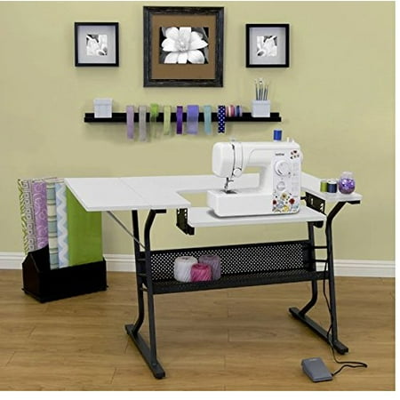 Sewing Machine Table Craft Computer Desk Storage Shelves