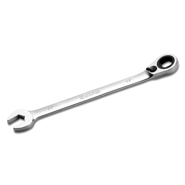 Capri Tools 6-Point Reversible Ratcheting Combination Wrench, Long Pattern,  17 mm, Metric