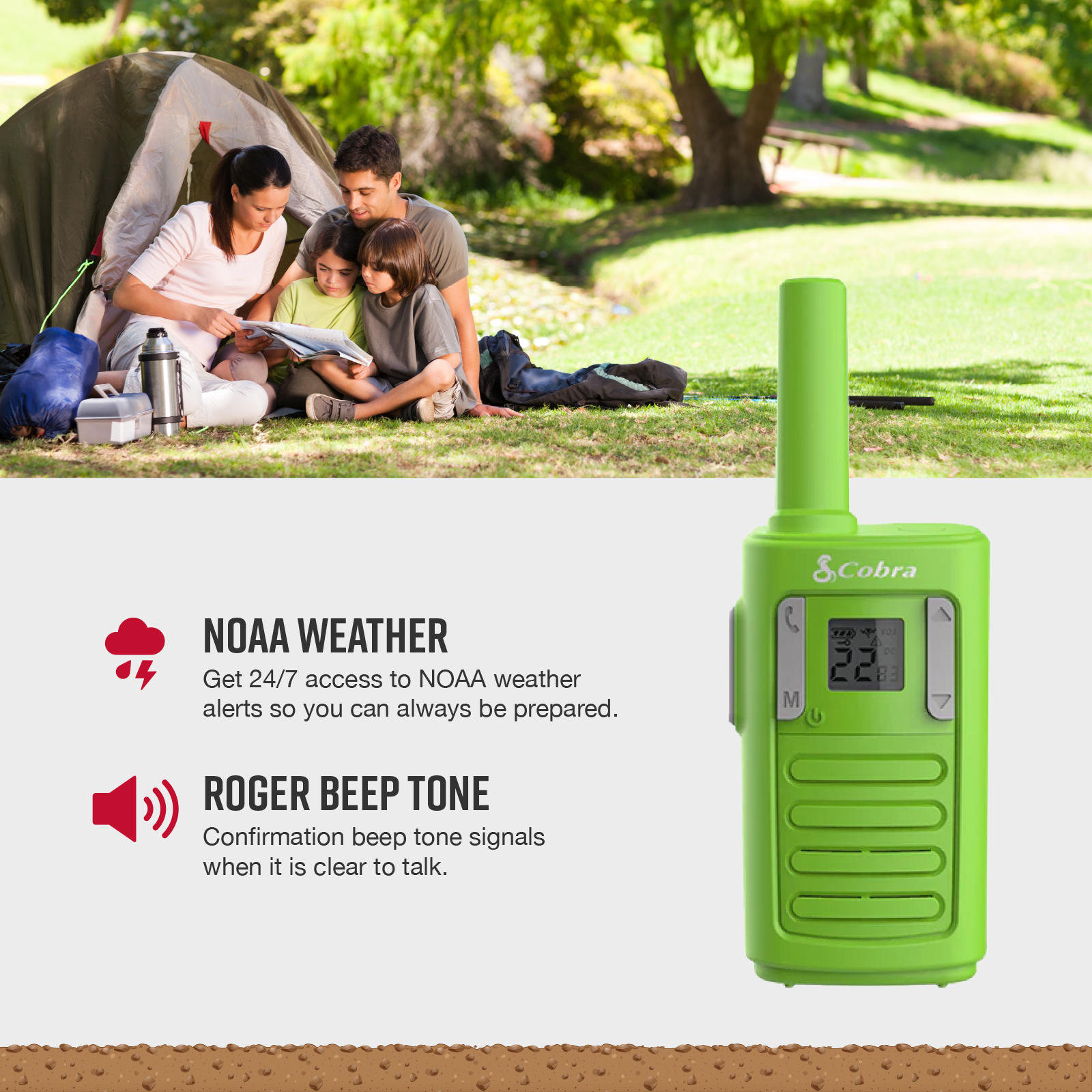 Cobra RX100 16-Mile Range Family Walkie Talkies (4-Pack) - 16-Mile-Long Range, Kid-Friendly Communication, 22 Channels, NOAA Weather Alerts, Call Alerts
