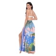 thumbnail image 3 of FORMRS Womens Long Sarong Beach Wrap Semi-Sheer Bikini Skirt Bathing Swimsuit Cover Up, Blue Window, 3 of 7
