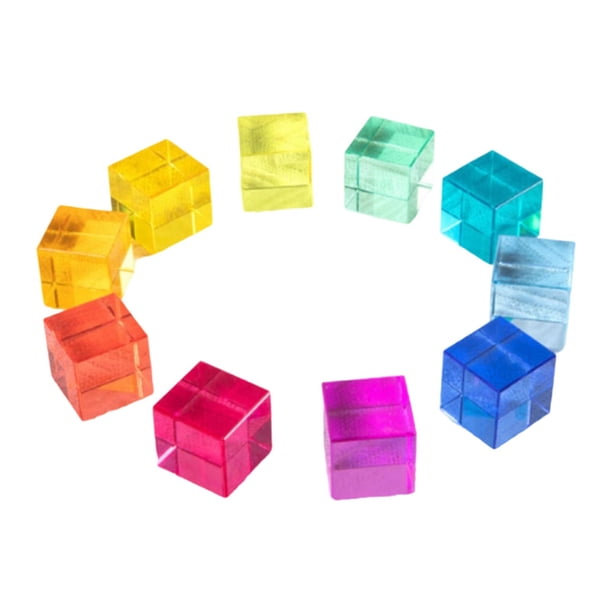 100 cubos acrílicos arcoíris para niños pequeños, cubos apilables cognitivos de colores, juego de bloques de construcción, rocas para pecera, relleno