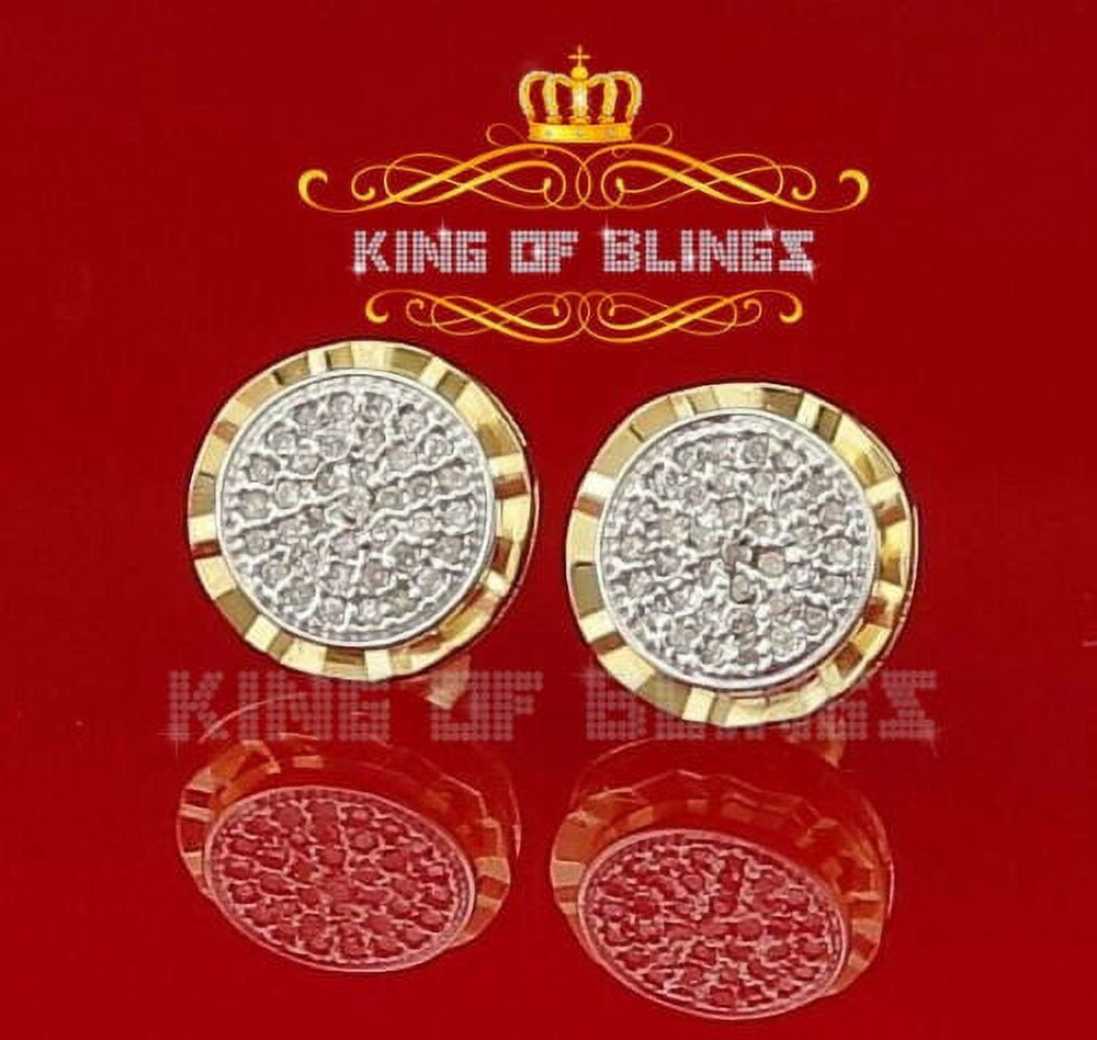 King of Bling's 925 Sterling Silver 0.15ct Diamond For Ladies & Men's Yellow Stud Round Earrings