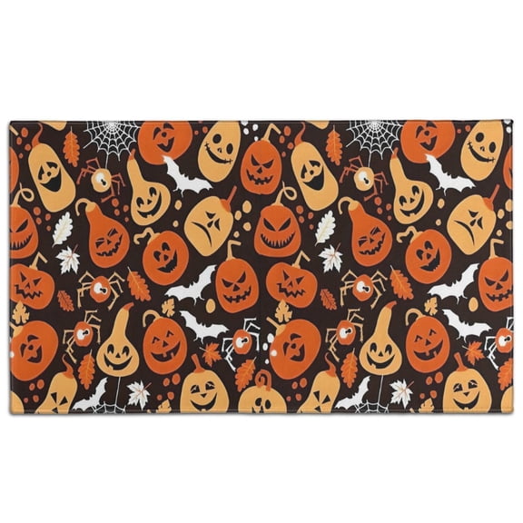 Autumn Halloween Pumpkin Pattern Door Rugs,Washable Non Slip Door Mats Indoor,Decorative Door Mats,Entry Mat Indoor for Entrance,Bedroom,Kitchen,Bathroom,17"x30"