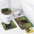 thumbnail image 4 of 4 Pcs Shower Curtain Sets A Black Cat in The Flower Garden Bath Mat U-Shaped Floor Mat Toilet Lid Oval Rug Black Cat And Watercolor Flower Bathroom Decor Set for Bathtub Decor 72inch X 72inch, 4 of 8