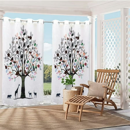 HGmart 3D Printed Outdoor Curtain Panel - 58x120in Gazebo Patio Waterproof Curtain Privacy Drape Grommet Top Blackout Porch Blackout Protected Curtain/Drape,Deer and Tree,1