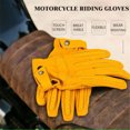 thumbnail image 2 of Tignapoo Touchscreen-Compatible Sheepskin Motorcycle Gloves with Ventilation, Anti-Slip Grip, and Adjustable Iron Buckle, Yellow, Size L, 2 of 7