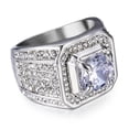 thumbnail image 3 of 18mm Men's Luxury White AAA CZ Wedding CZ Band White Gold Filled Ring Sz 8-12, 3 of 4