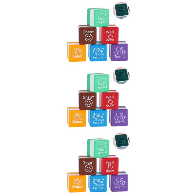 Tholdsy 6Pcs ABS English Teacher Encourage Stamp Preschool University Tool Stamps Teaching with Portable Household Lid Accessories Type1 NO1