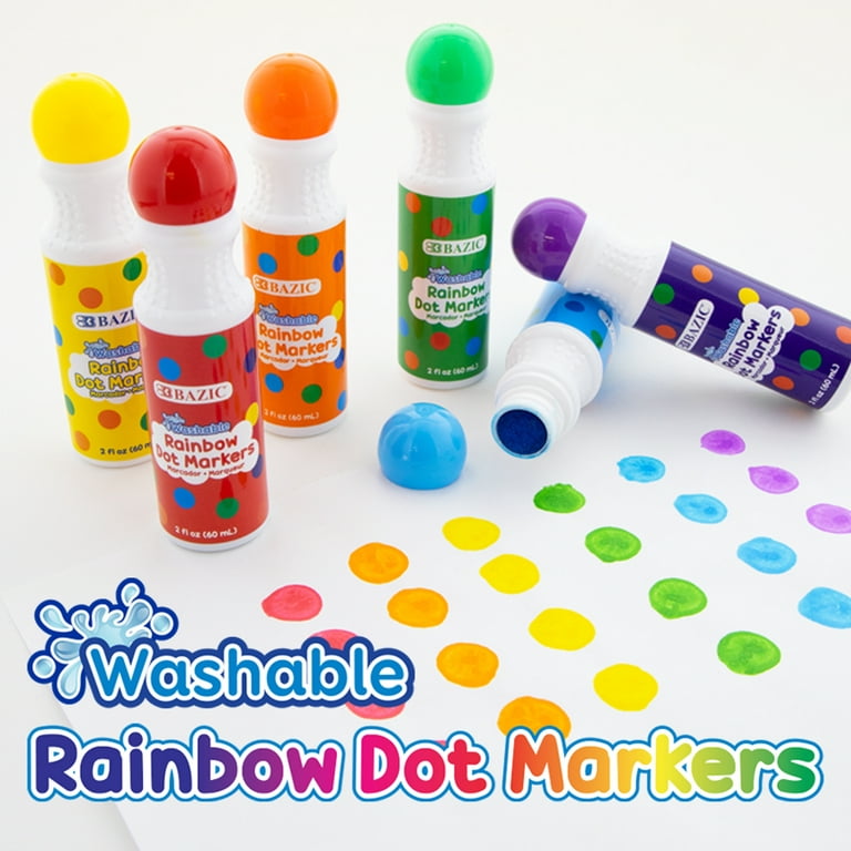 BAZIC Washable Dot Markers for Kids, 6 Colors Paint Marker Kit, 6-Pack 