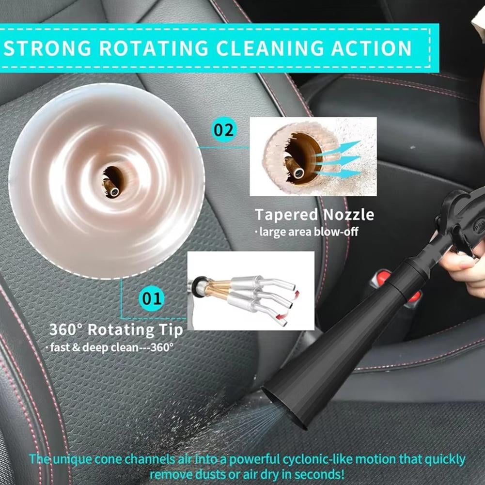 Tornado Dry Cleaning Gun for Cars, High-Pressure Air Blow Gun for Auto Detailing, Quickly Removes Dirt & Dust with Compressor, Includes Brush Attachment