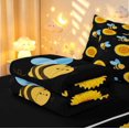 thumbnail image 6 of Erosebridal Cartoon Bug Bee Zipper Queen Comforter Set with Fitted Sheet and 2 Pillowcases,Black Blue,Black Reversible,4pcs, 6 of 8