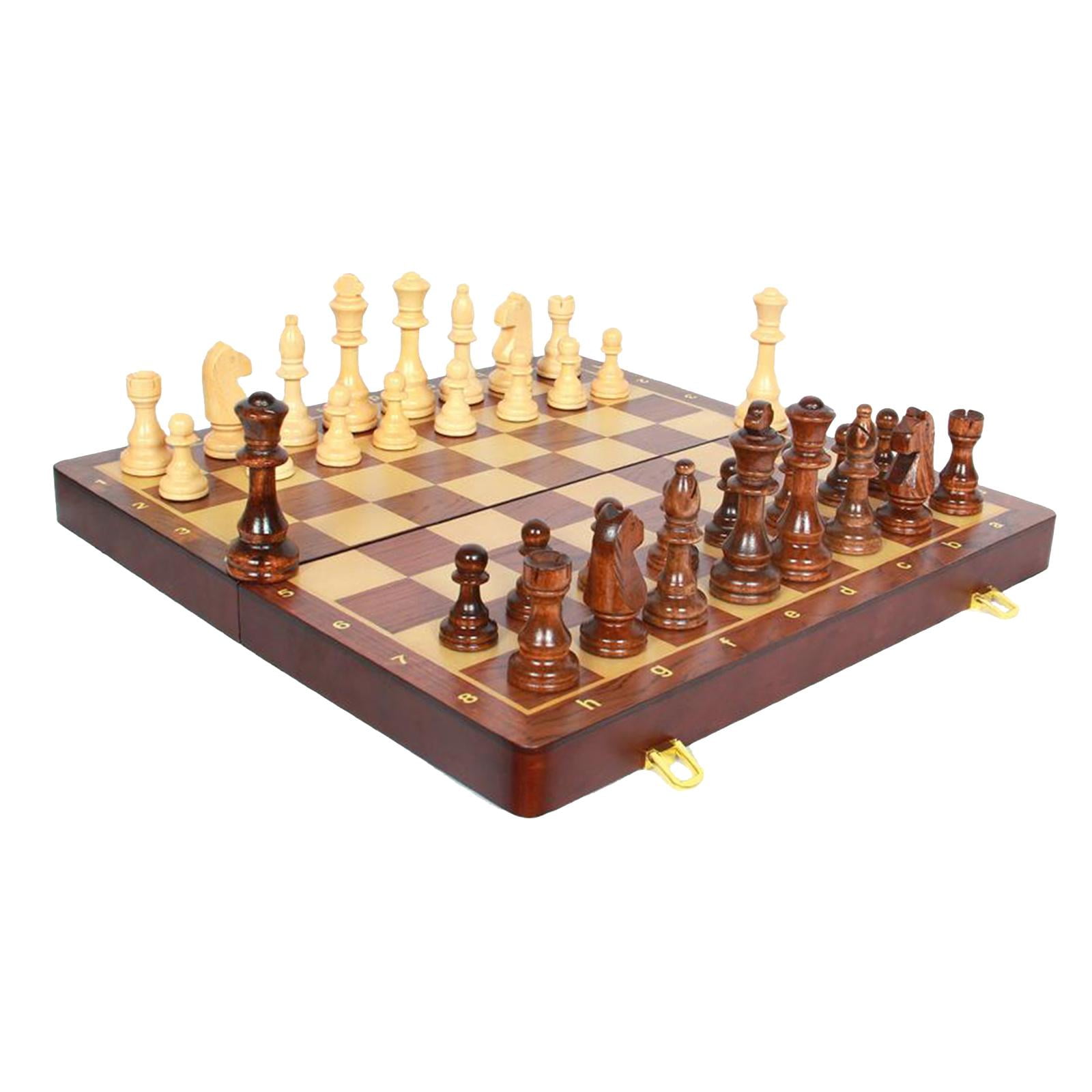 LeeQinersw Professional 18" Tournament Vintage Wooden Chess Set Folding Chessboard Wood