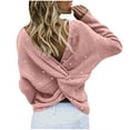 thumbnail image 3 of Deal for Days Holiday Decor Ofreoo Women's And Winter Knitwear V-neck Pullover Pearl Mid Length Slouchy Sweater Fall Clothes for Women 2024, 3 of 6