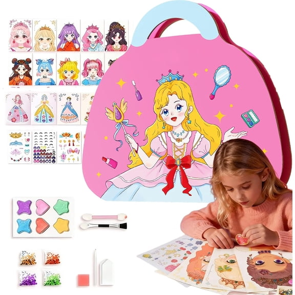 Special Diamond Painting & Princess Book Makeup Craft Kits Foil Art Books Set, 4-in-1 Princess Glam Magic Kit